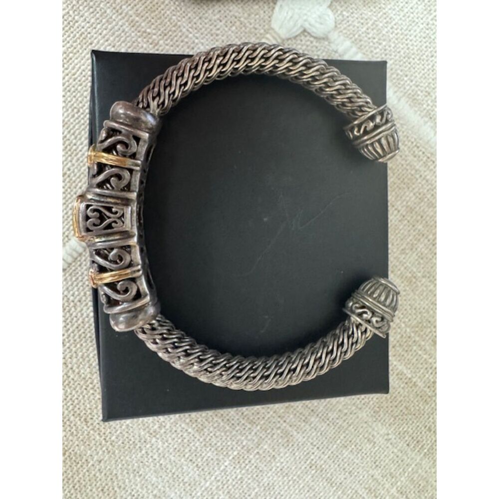 NIB Gabrielle Bruni 925 Sterling Silver and 18K YG gemstone cuff bracelet. - Picture 4 of 11